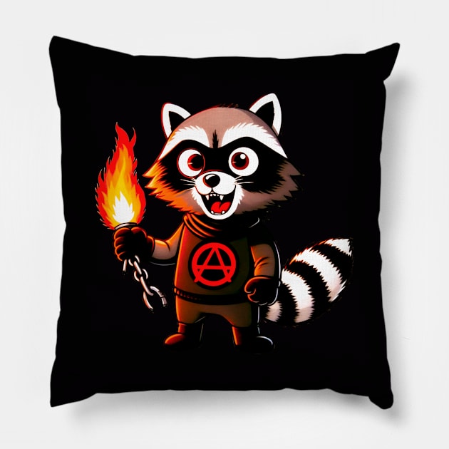 anarchy raccoon Pillow by sadieillust