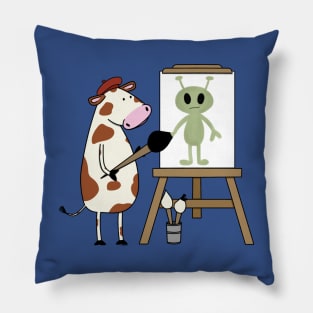 Cow paints an alien Pillow