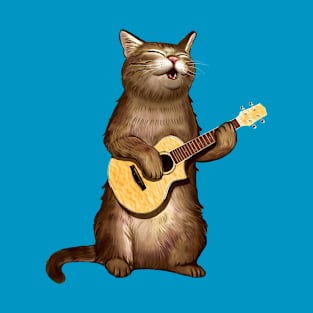 Cat gifts for cat lovers funny playing ukulele T-Shirt