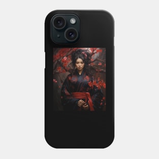 Beautiful Japanese Dark Geisha Sakura Blossoms Kimono Phone Case