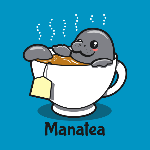 Manatea Cute Kawaii Funny Original Manatee Cartoon For Tea Drinkers by Originals By Boggs