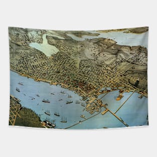 Antique Map of Seattle, Washington by Augustus Koch Tapestry