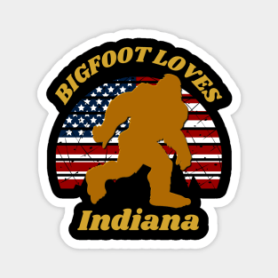 Bigfoot loves America and Indiana too Magnet