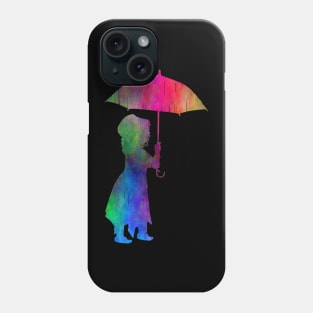 Walking in the Rain Colourful Silhouette Design Phone Case