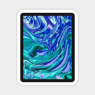 Malachite and Amethyst - Abstract Acrylic Pour Magnet