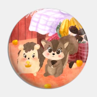 cute little squirrel and the hedgehog friendships circle Pin