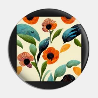 Seamless pattern of summer colored flowers and leaves Pin