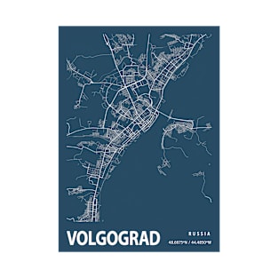 Volgograd Blueprint Street Map, Volgograd Colour Map Prints T-Shirt