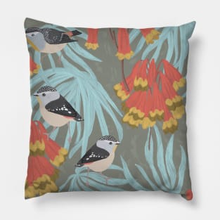 Small birds and trumpet flower Pillow