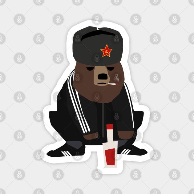 Gopnik bear squatting on the street Magnet by FOGSJ