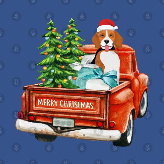 Disover Beagle Dog Riding Red Truck Christmas - Beagle Dog Riding Red Truck Christmas - T-Shirt