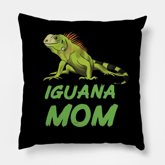 Iguana Mom for Iguana Lovers, Green Pillow by Mochi Merch