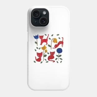 cat and flower pattern Phone Case