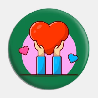 Hands With Love Cartoon Vector Icon Illustration Pin