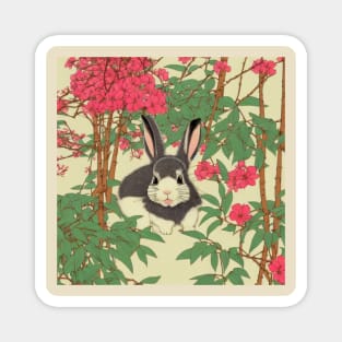 Grey Furball Frenzy in Springtime An American Mini Rex Rabbit Bunny Mom Magnet