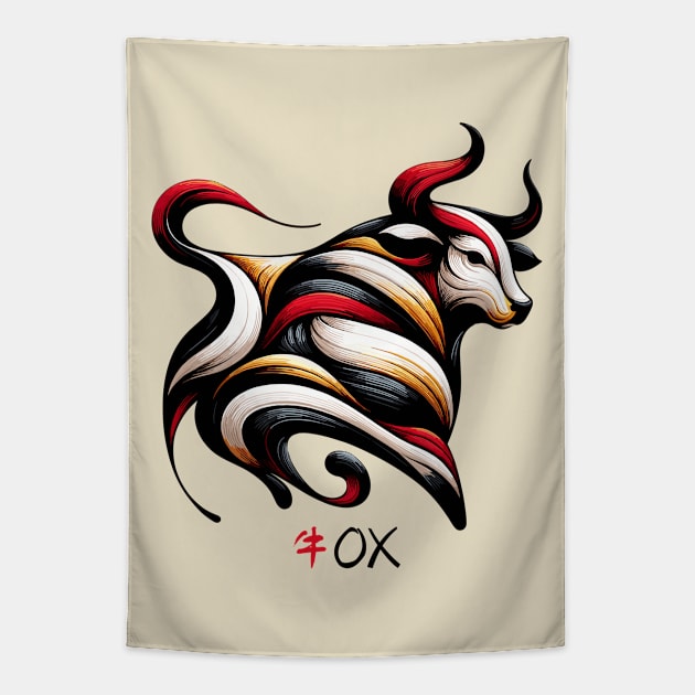 Ox Zodiac Sign Tapestry by 2HivelysArt