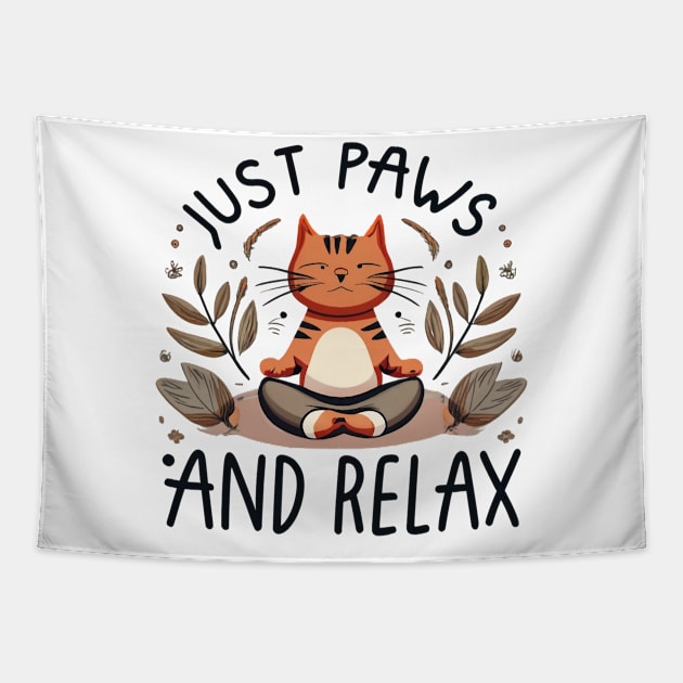 Just Paws and Relax Yoga Cat Tapestry by CBV