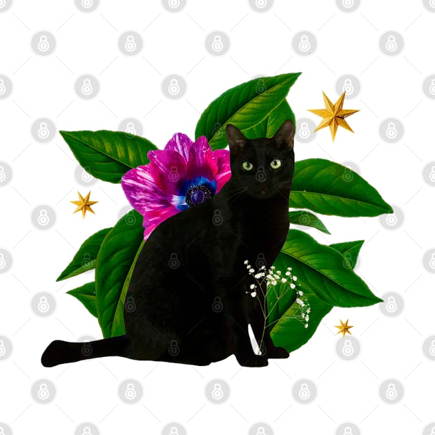 Floral Black Cat by gisselbatres