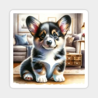 Watercolor Puppies Cardigan Welsh Corgi - Cute Puppy Magnet