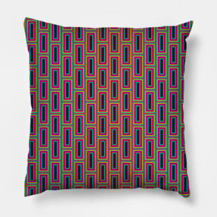 Multicolor linear and geometric pattern over a dark violet background. Art based in indigenous designs and concept Pillow