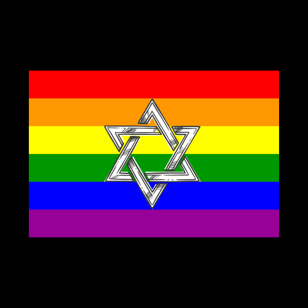 Gay Praid Rainbow Flag Jewish Star of David by ProPod