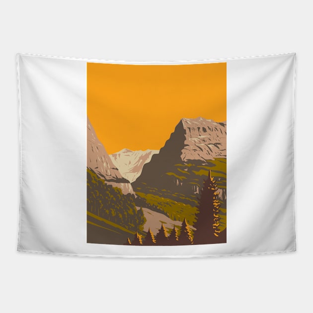 Valley of Grindelwald with Mattenberg Switzerland WPA Art Deco Poster Tapestry by patrimonio