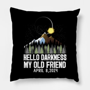 Hello Darkness My Old Friend Solar Eclipse April 8, 2024 Pillow