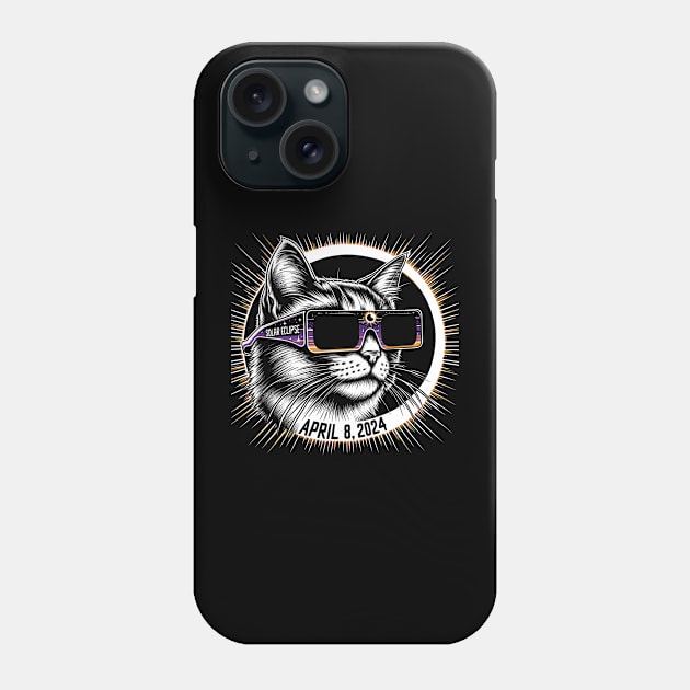 Cat in Eclipse Glasses Totality 2024 Total Solar Eclipse Phone Case by KsuAnn