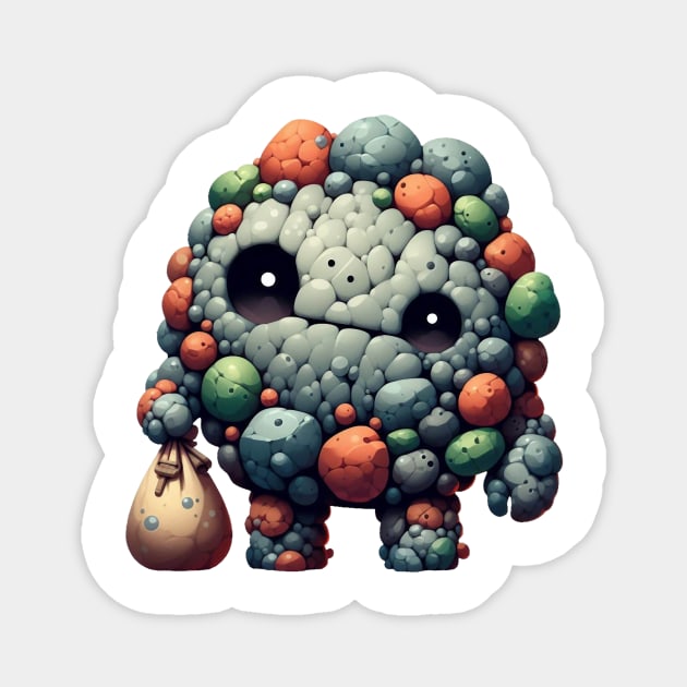 Cute Stone Golem Magnet by Dmytro