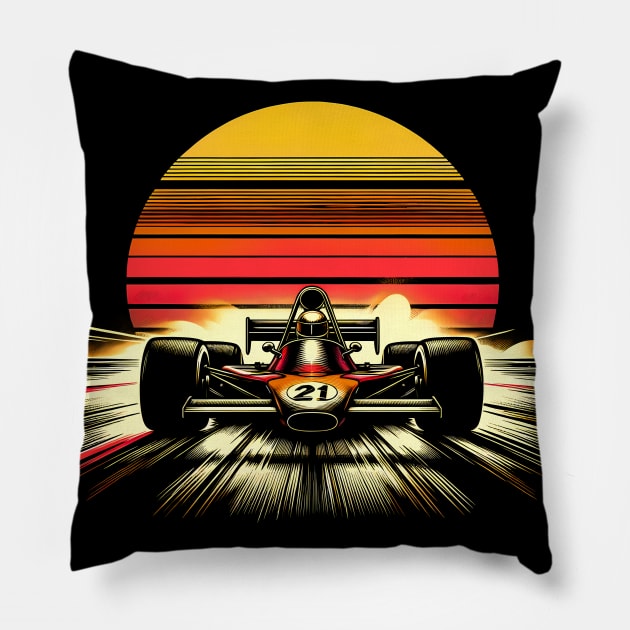 Vintage Formula One Revival: Classic Car T-Shirt Design Pillow by Klimek Prints