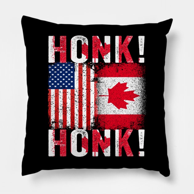 Freedom Convoy 2022, Honk Honk Pillow by UniqueBoutiqueTheArt