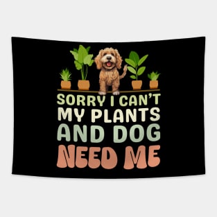 Cockapoo And Plants Tapestry