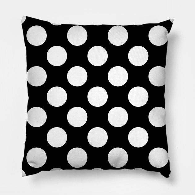 Black and White Polka Dots, Polka Dot Pattern Pillow by Jelena Dunčević