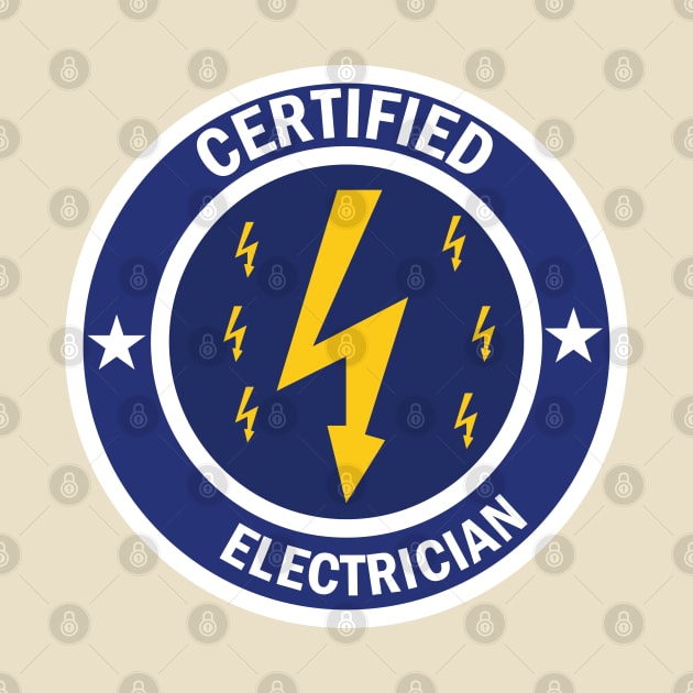 Certified Electricians Blue and white circle Design for Electricians and electrical students by ArtoBagsPlus