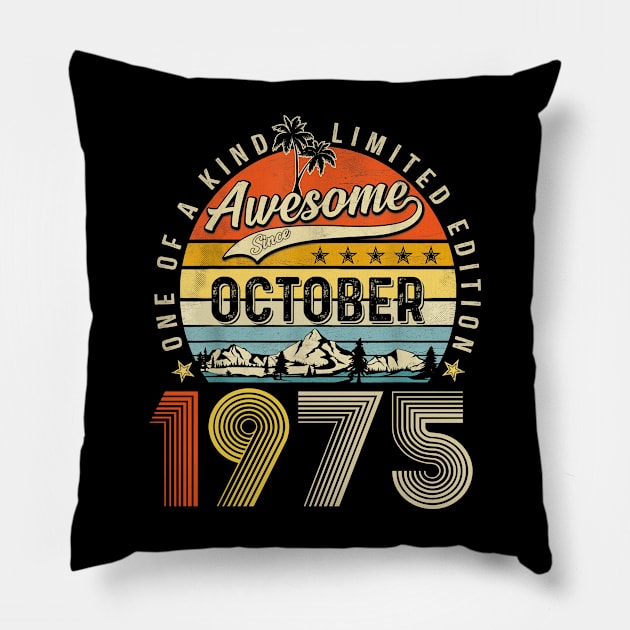 Awesome Since October 1975 Vintage 48th Birthday Pillow by Tagliarini Kristi