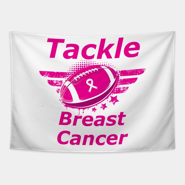 Football Breast Cancer Awareness Support Tapestry by macshoptee