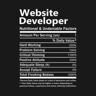 Website Developer T Shirt - Nutritional and Undeniable Factors Gift Item Tee T-Shirt