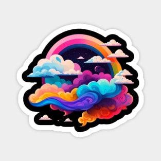 multi color clouds with rainbow Magnet