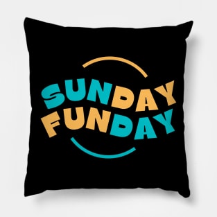 Blue And Yellow Sunday Funday Typography Pillow