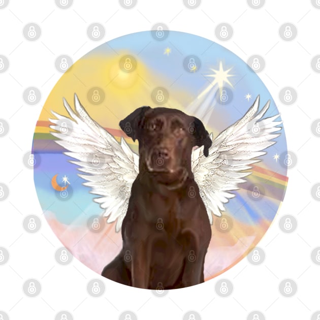 Chocolate Labrador Retriever Angel in Heaven's Clouds Rainbow Bridge Design by Dogs Galore and More