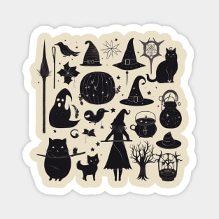 Witch accessories halloween silhouette design Magnet