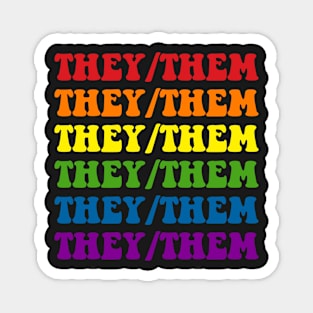 They/Them Retro Rainbow Font Magnet