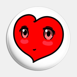 Big Bold Love Heart Design with Cute Face Pin