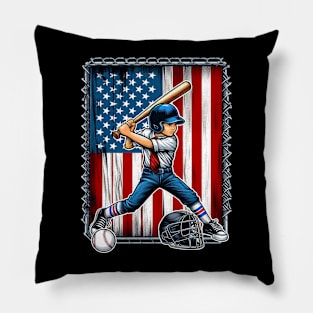 American Flag Baseball Shirt Kids Boy Men Patriotic Pillow