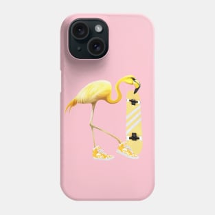 Yellow Flamingo and  shoes sneakers and skateboard Phone Case