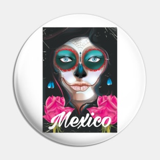 Mexico Day of the Dead travel poster Pin