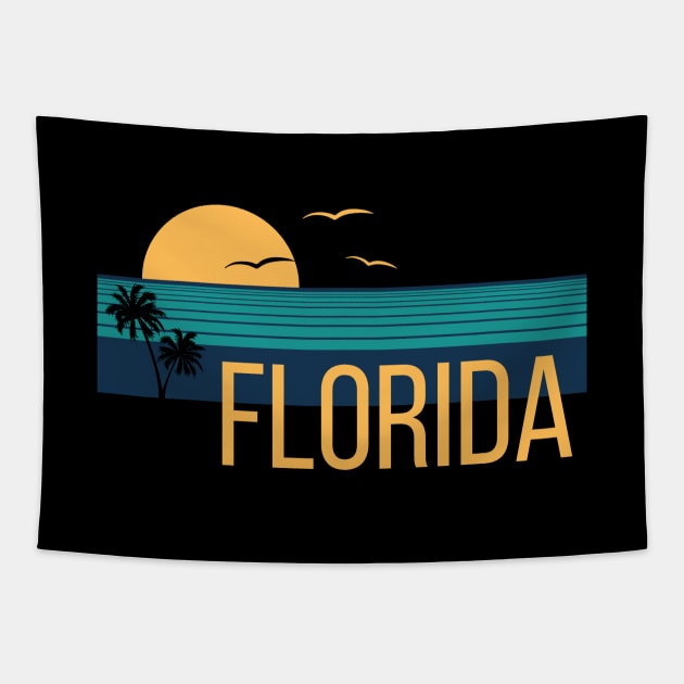 Florida Beach Retro Siesta Key State Summer Keys Vintage Miami Orlando FL Sun Tapestry by Shirtsurf