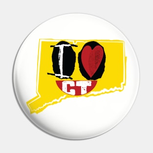 I Love Connecticut Smiling Happy Face Pin