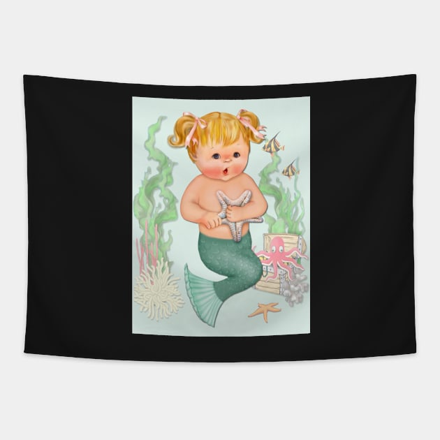 Under the Sea Little Mergirl Tapestry by SpiceTree