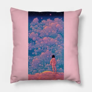 Girl On Strange Planet Star gazing Pillow